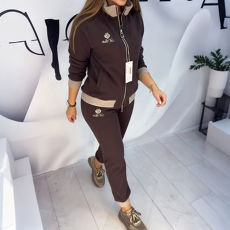 Women's Plush-Lined Slim-Fit Tracksuit Set