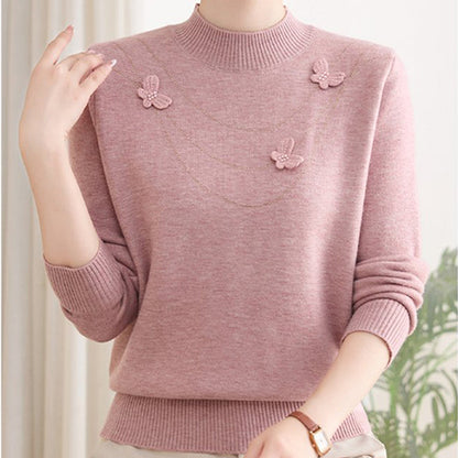 Women's Elegant Plush-Lined Mock Neck Sweater
