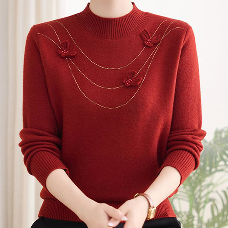 Women's Elegant Plush-Lined Mock Neck Sweater
