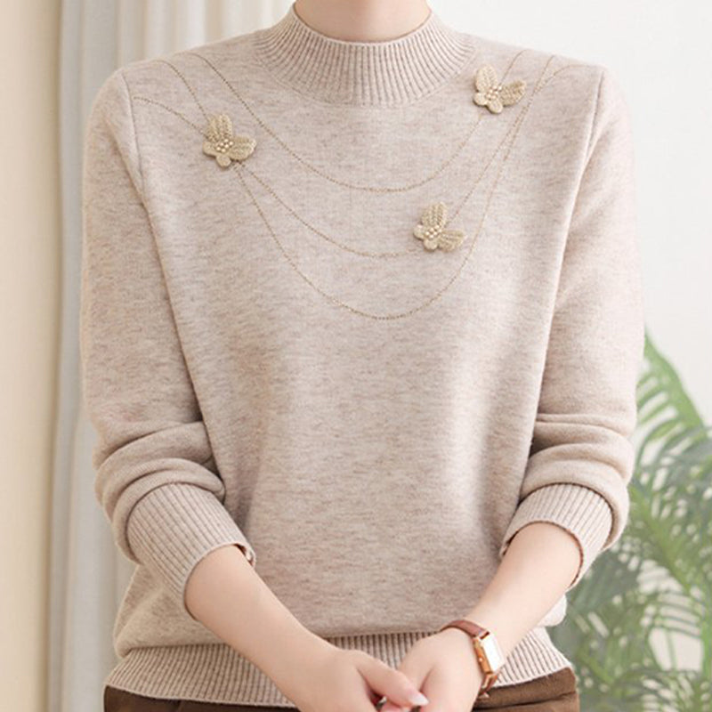 Women's Elegant Plush-Lined Mock Neck Sweater