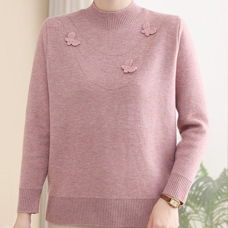 Women's Elegant Plush-Lined Mock Neck Sweater