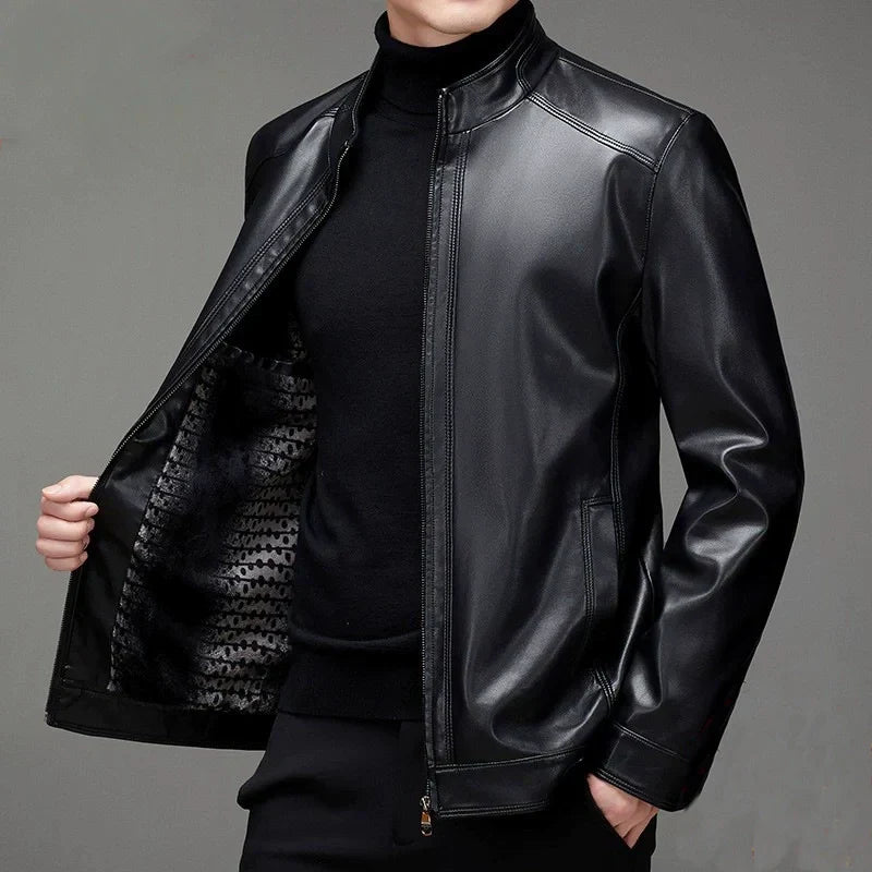 Men's Casual PU Leather Jacket