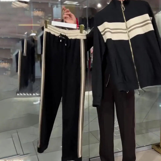 Women's Color-Block Striped Tracksuit Set
