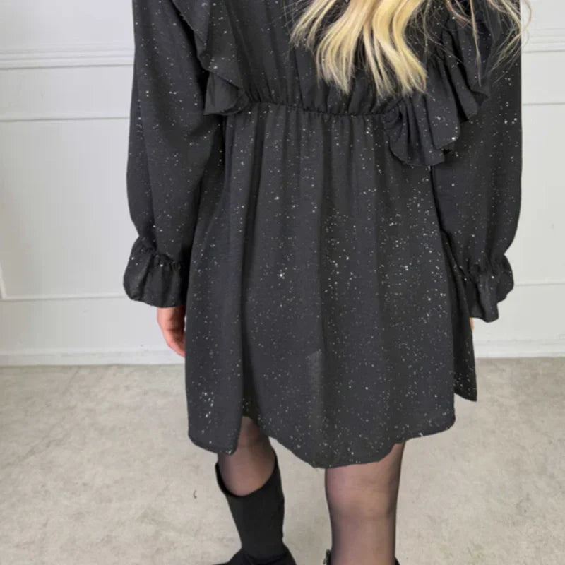 Women’s Ruffled V-Neck A-Line Mini Dress