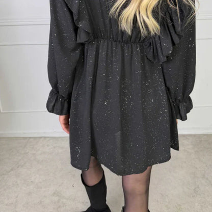 Women’s Ruffled V-Neck A-Line Mini Dress