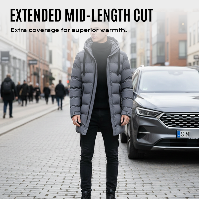 Men's Mid-Length Hooded Puffer Jacket