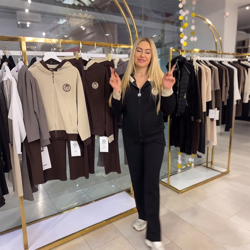 Women's Hooded Zip-Up Tracksuit Set