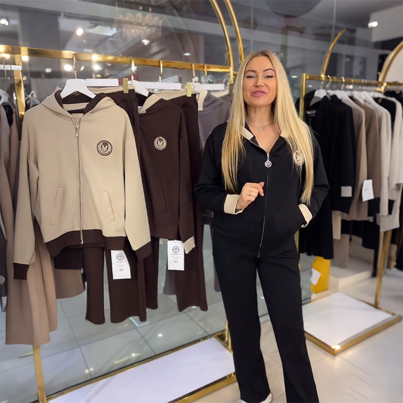 Women's Hooded Zip-Up Tracksuit Set