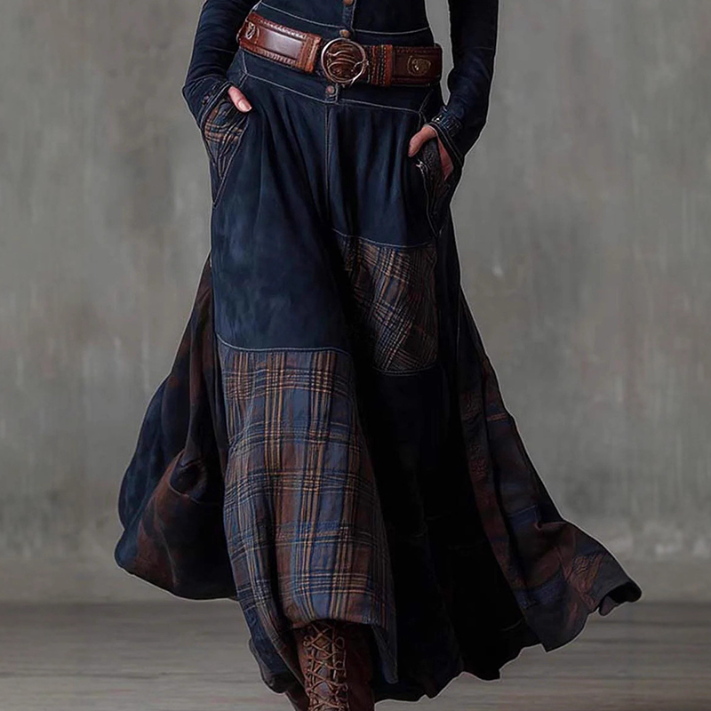 Vintage Stand Collar Button-Down Swing Dress