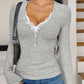 Women’s V-Neck Lace Patchwork Long Sleeve Top