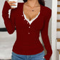 Women’s V-Neck Lace Patchwork Long Sleeve Top