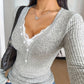 Women’s V-Neck Lace Patchwork Long Sleeve Top