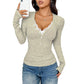 Women’s V-Neck Lace Patchwork Long Sleeve Top