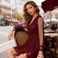 Elegant V-Neck Sequin Party Dress with Mesh Sleeves