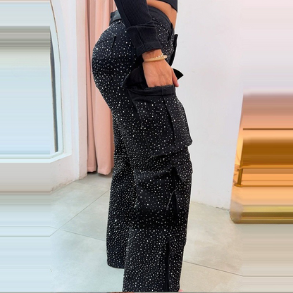 ✨💎 Multi-pocket style meets rhinestone sparkle!