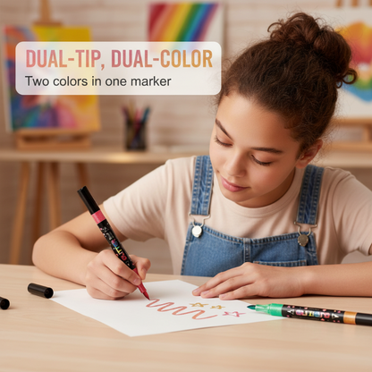 Glitter Dual-Tip Acrylic Paint Markers Set