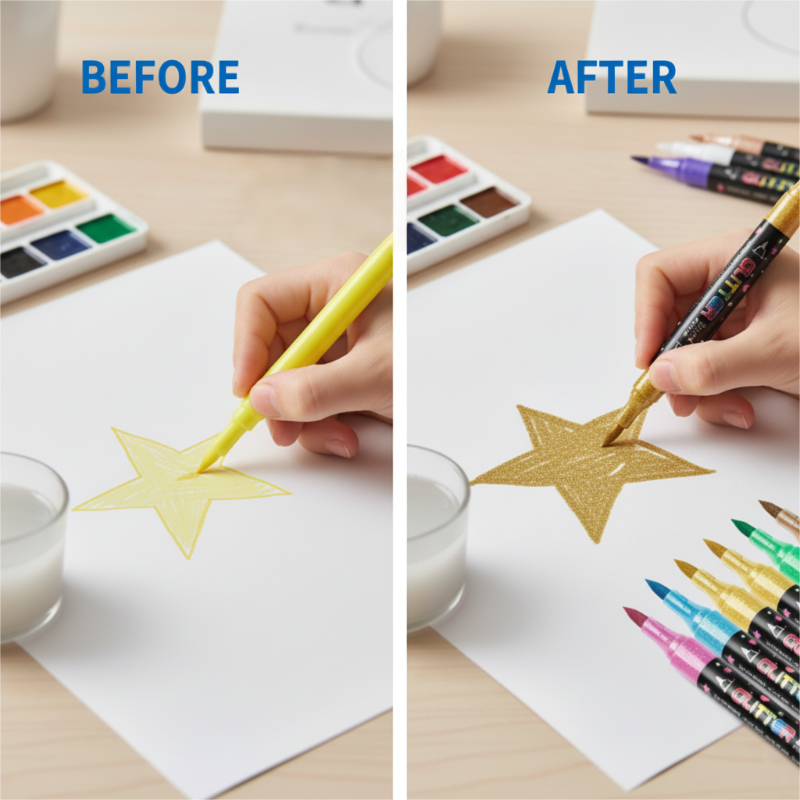 Glitter Dual-Tip Acrylic Paint Markers Set