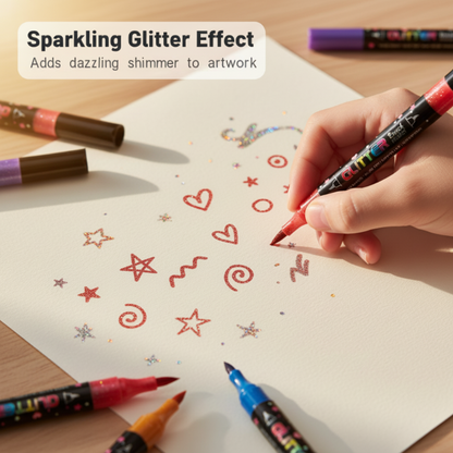Glitter Dual-Tip Acrylic Paint Markers Set