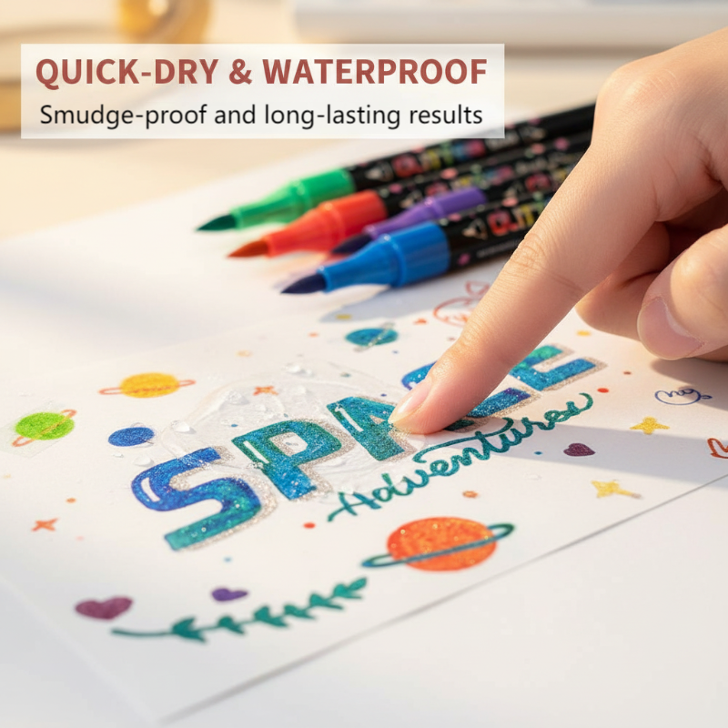 Glitter Dual-Tip Acrylic Paint Markers Set