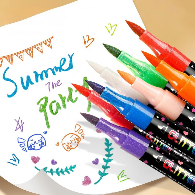 Glitter Dual-Tip Acrylic Paint Markers Set