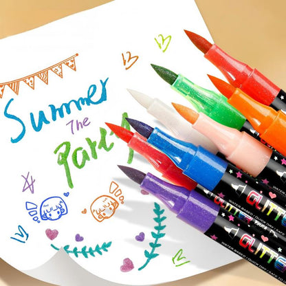 Glitter Dual-Tip Acrylic Paint Markers Set