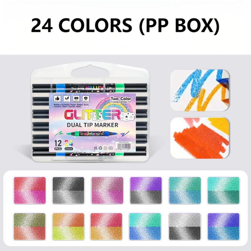 Glitter Dual-Tip Acrylic Paint Markers Set