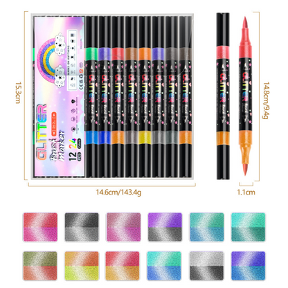 Glitter Dual-Tip Acrylic Paint Markers Set