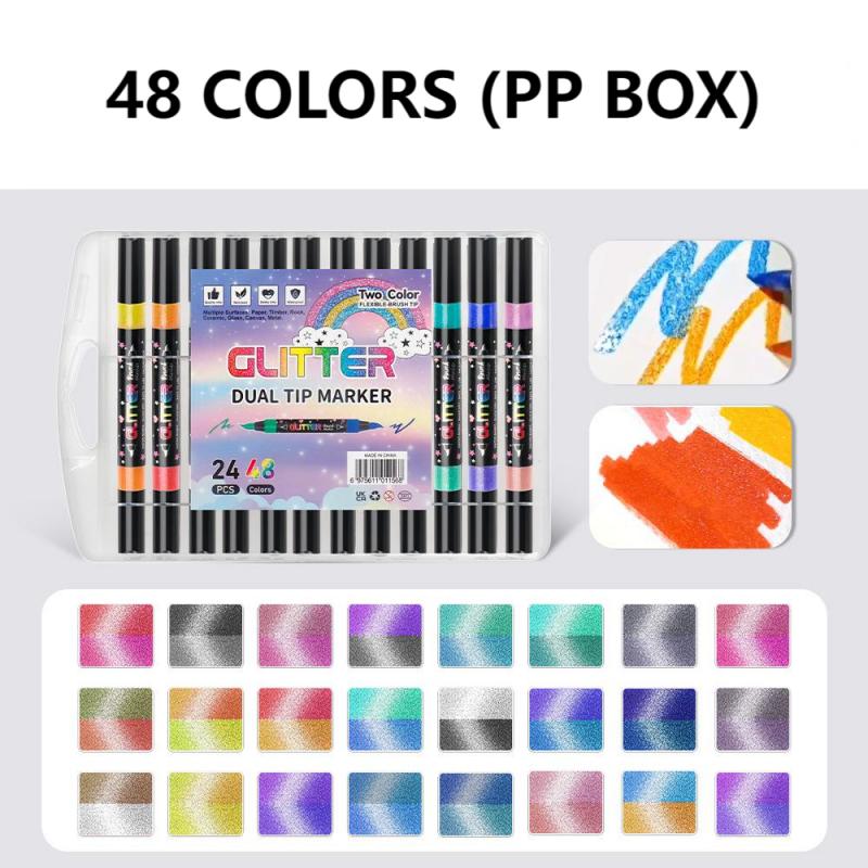 Glitter Dual-Tip Acrylic Paint Markers Set
