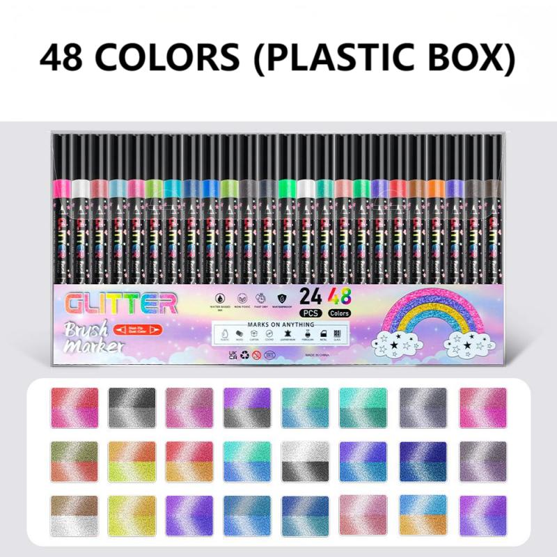 Glitter Dual-Tip Acrylic Paint Markers Set