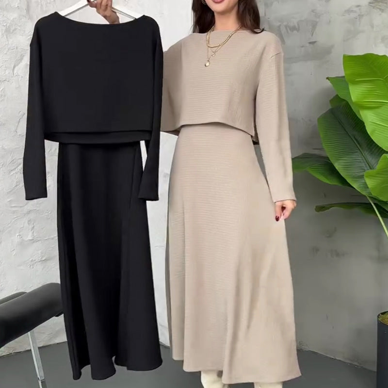 Women's 2-Piece Knit Outfits Tank Midi Dress & Crop Top