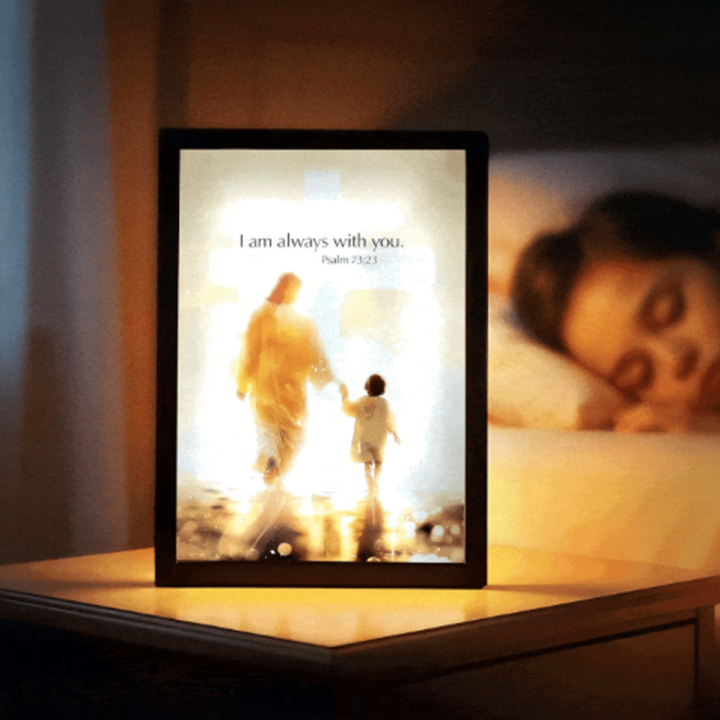 LED Backlit Jesus and Child Framed Light