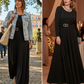 Women's Long Sleeve A-Line Pleated Maxi Dress