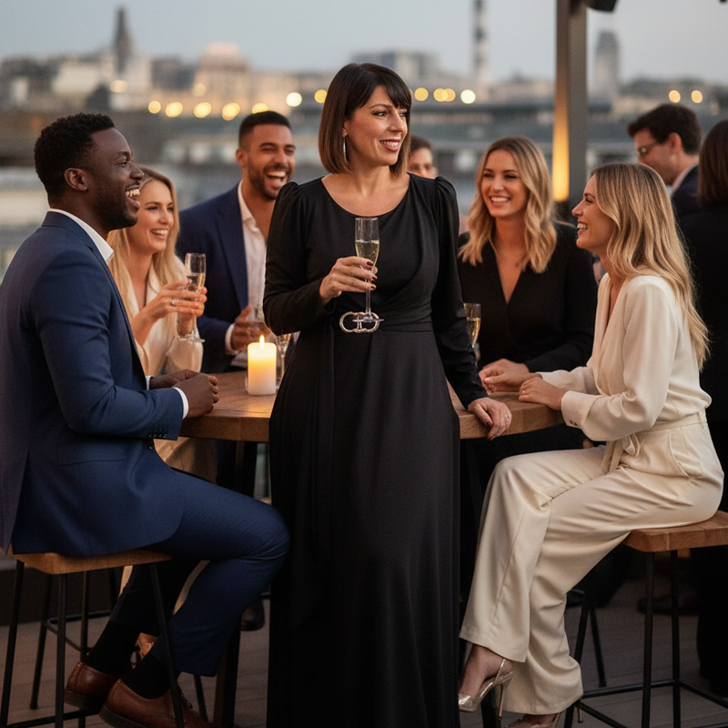 Women's Long Sleeve A-Line Pleated Maxi Dress