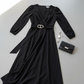 Women's Long Sleeve A-Line Pleated Maxi Dress