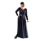 Women's Long Sleeve A-Line Pleated Maxi Dress