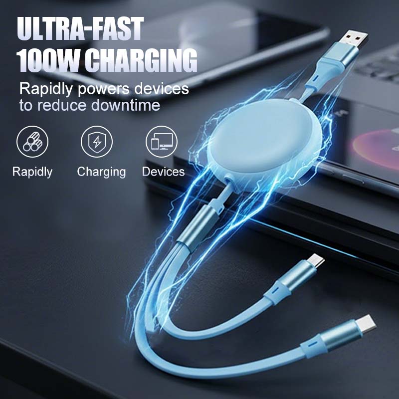 3-in-1 100W Retractable Multi Charging Cable