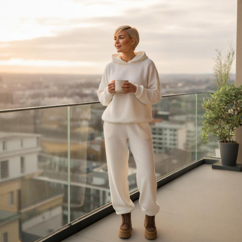 Women's Plush Hoodie and Pants Set