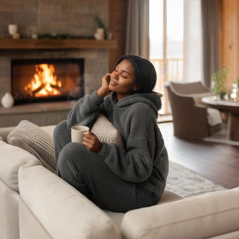 Women's Plush Hoodie and Pants Set