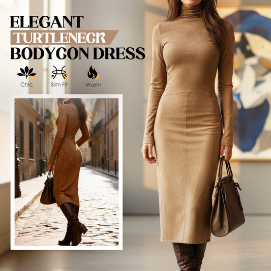 🎁49% OFF🎄|Elegant Turtleneck Long-Sleeve Bodycon Dress