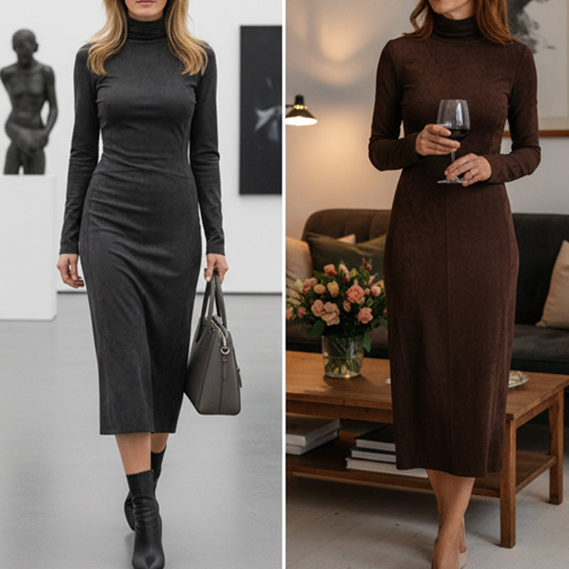 🎁Meet Christmas 49% OFF🎄|Elegant Turtleneck Long-Sleeve Bodycon Dress