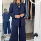Women's 3-Piece Suit Set with Wide-Leg Pants and Top