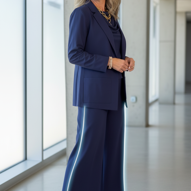 Women's 3-Piece Suit Set with Wide-Leg Pants and Top