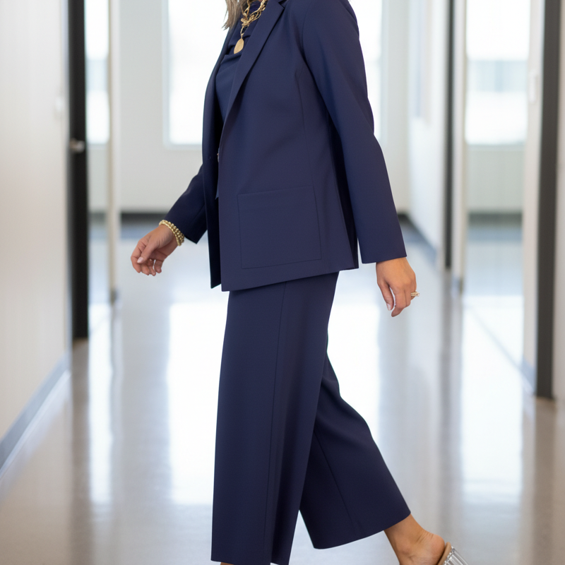 Women's 3-Piece Suit Set with Wide-Leg Pants and Top