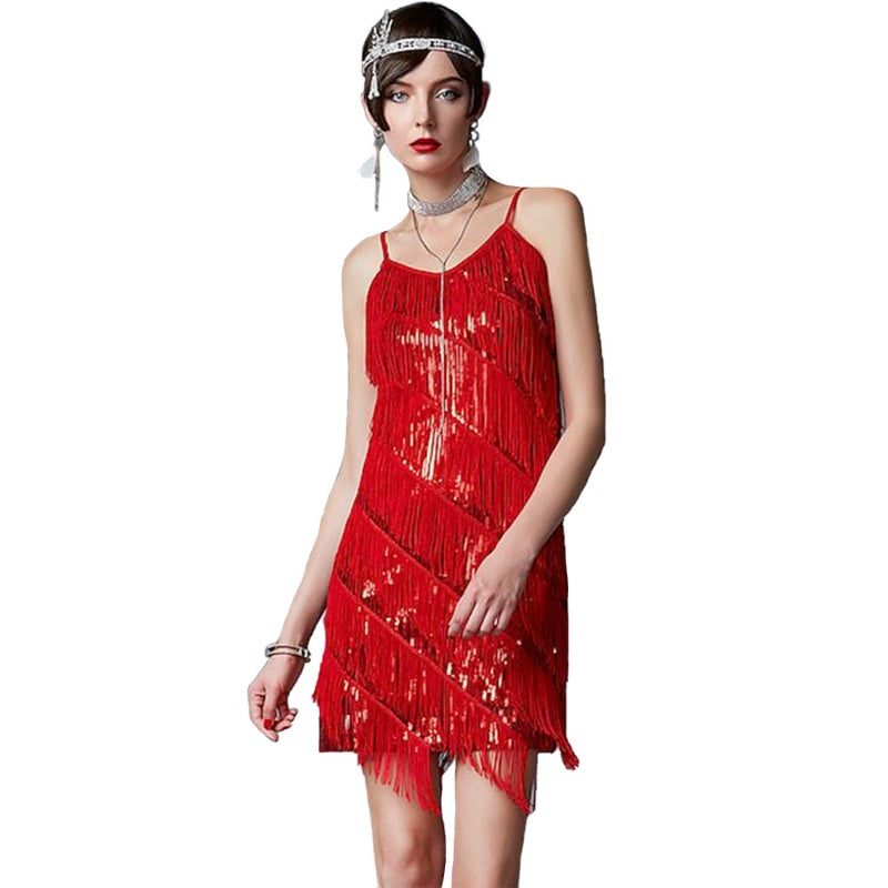 Women's Sequin Fringe Party Dress