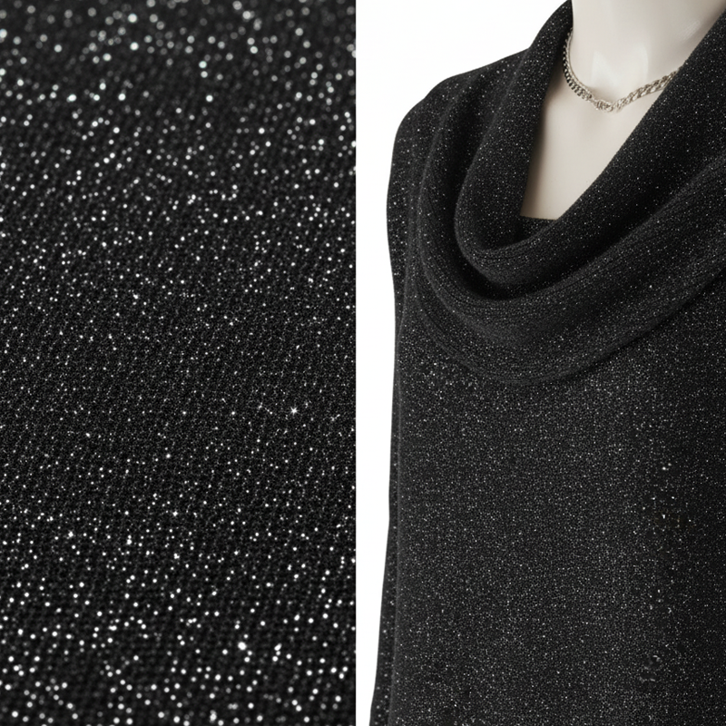 Women's Sequin Cowl Neck Long-Sleeve Tops