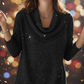 Women's Sequin Cowl Neck Long-Sleeve Tops
