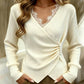 Women's Elegant Lace-Trim V-Neck Top | Elegant & Everyday