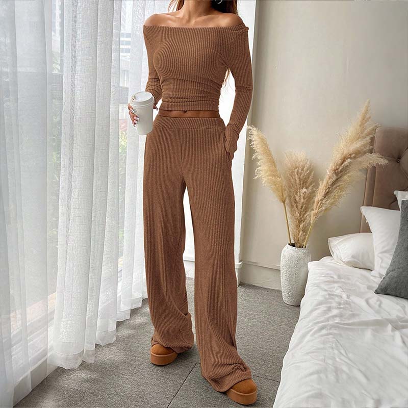 Women’s Casual Top and Wide-Leg Pants 2-Piece Set