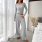 Women’s Casual Top and Wide-Leg Pants 2-Piece Set