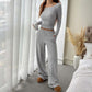 Women’s Casual Top and Wide-Leg Pants 2-Piece Set